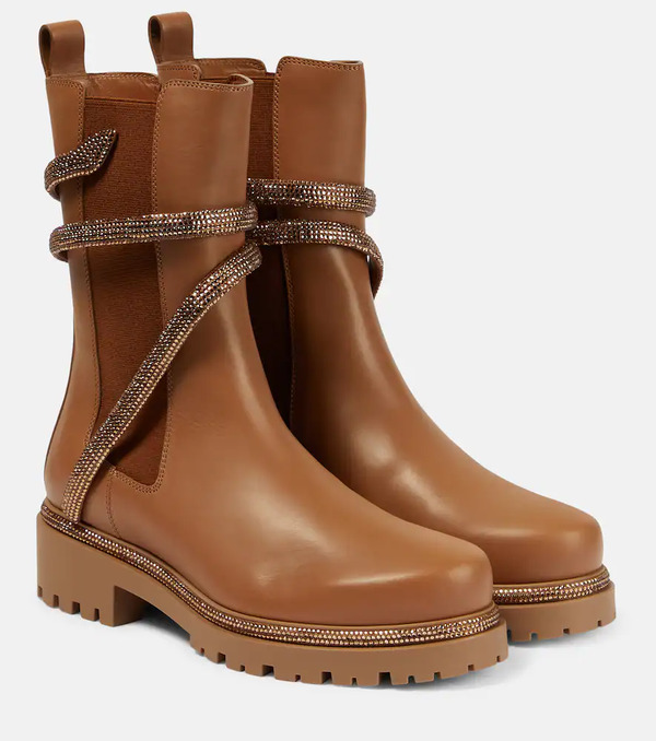  Rene Caovilla Rene Caovilla Chelsea Leather Ankle Boots 