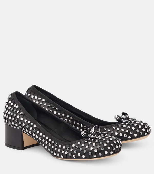  Rene Caovilla Rene Caovilla Crystal-embellished Leather Pumps 