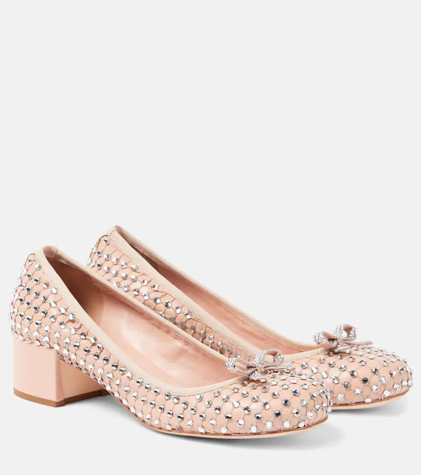  Rene Caovilla Rene Caovilla Crystal-embellished Leather Pumps 