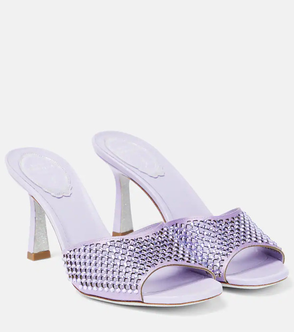  Rene Caovilla Rene Caovilla Embellished Leather Mules 