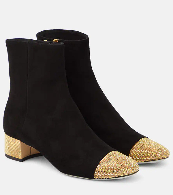  Rene Caovilla Rene Caovilla Embellished Suede Ankle Boots 