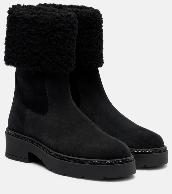  Rene Caovilla Rene Caovilla Embellished Suede Chelsea Boots 