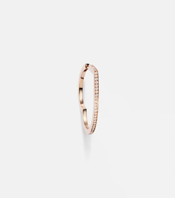  Repossi Repossi Antifer Heart Large 18kt Rose Gold Single Hoop Earring With Diamonds 