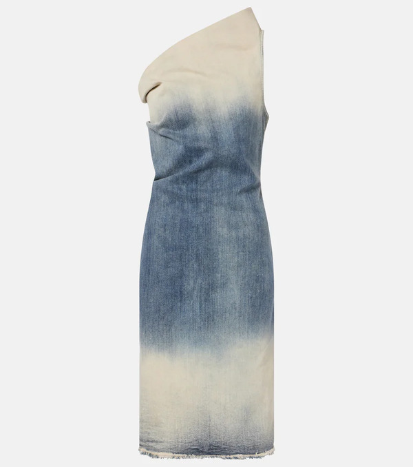  Rick Owens Rick Owens Athena One-shoulder Denim Midi Dress 