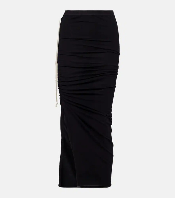  Rick Owens Rick Owens Edfu Cotton Jersey Midi Skirt 