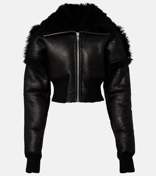  Rick Owens Rick Owens Flight Cropped Leather Jacket 