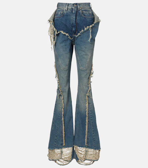  Rick Owens Rick Owens Silvered Distressed Flared Jeans 