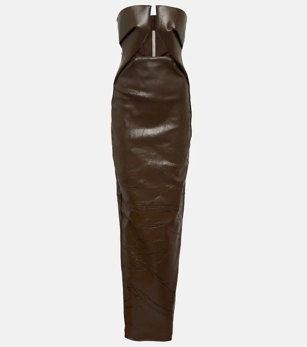  Rick Owens Rick Owens Strapless Coated Denim Gown 