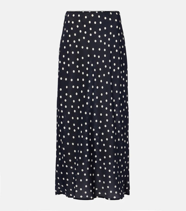  Rixo Rixo Ardith Polka-dot Silk Midi Skirt 