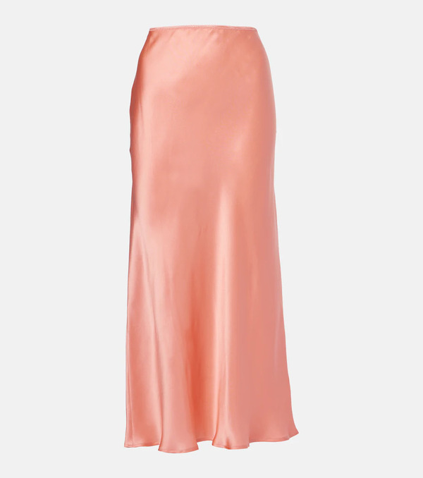  Rixo Rixo Ardith Silk Satin Midi Skirt 