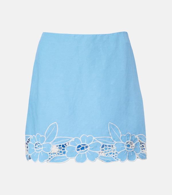  Rixo Rixo Nancye Cutout Linen-blend Miniskirt 