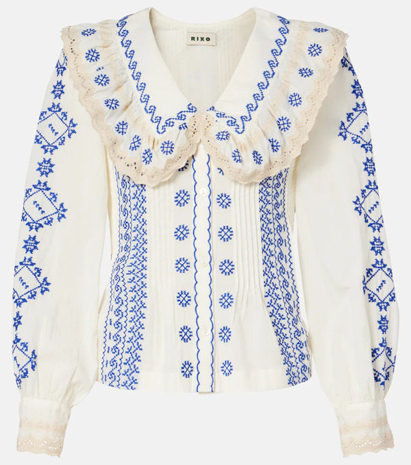  Rixo Rixo Percy Embroidered Cotton Blouse 