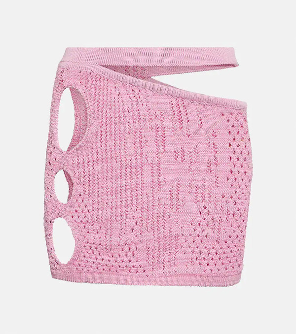  Roberta Einer Roberta Einer Distressed Cutout Cotton-blend Miniskirt 