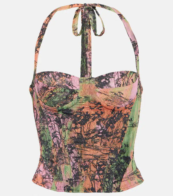  Roberta Einer Roberta Einer Printed Halterneck Bustier Top 