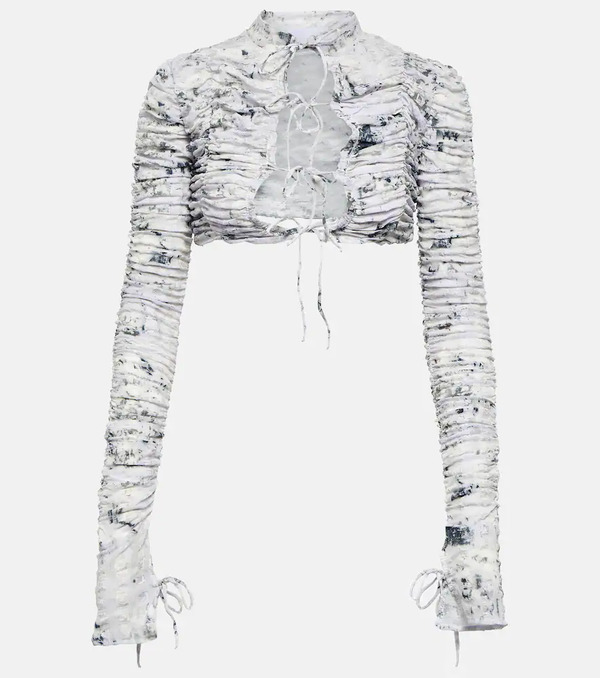  Roberta Einer Roberta Einer Tie-front Printed Cropped Cardigan 
