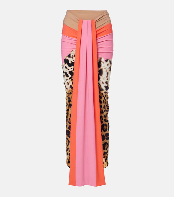  Roberto Cavalli Roberto Cavalli Leopard-print Asymmetric Maxi Skirt 