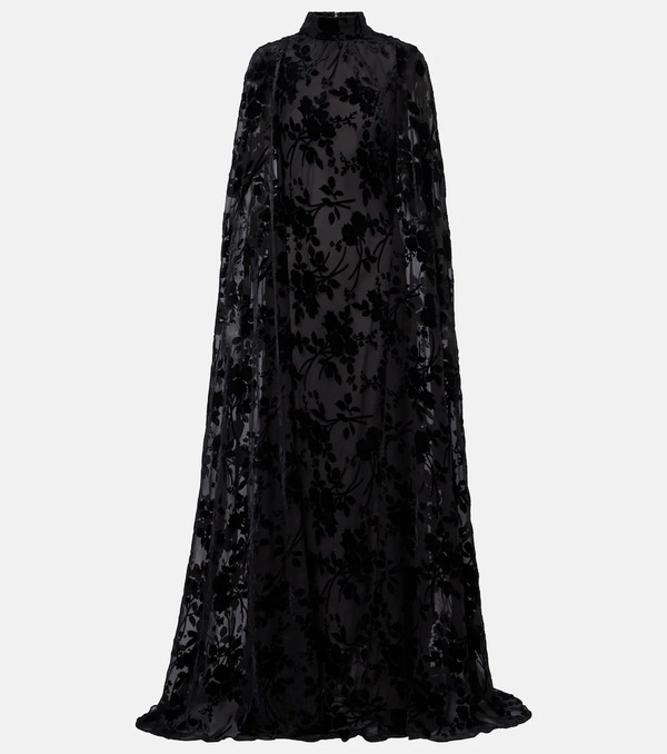  Rodarte Rodarte Caped Floral Velvet Devorã© Gown 