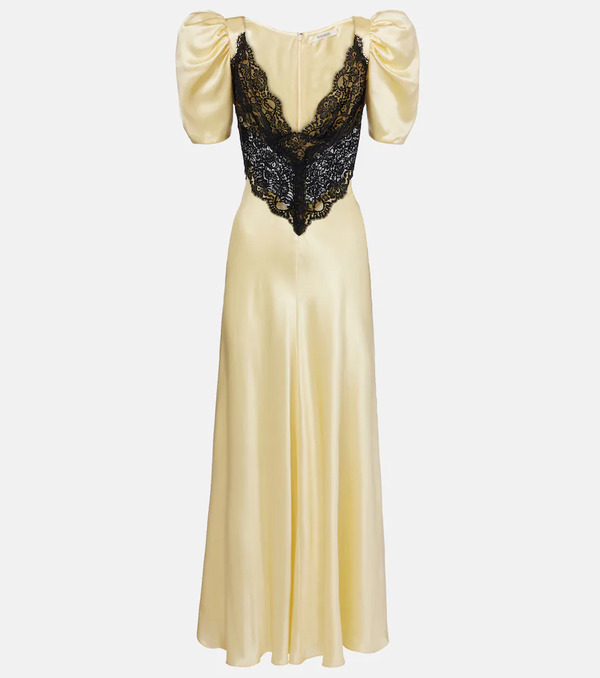  Rodarte Rodarte Lace-trimmed Silk Charmeuse Gown 