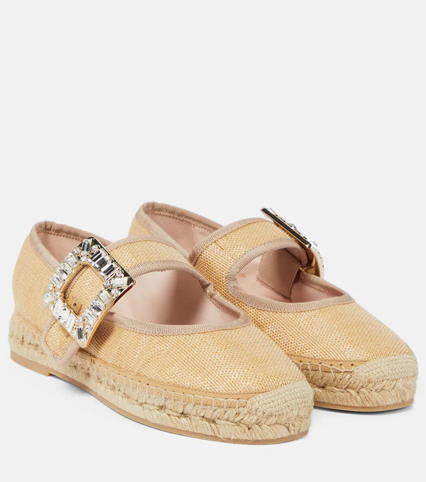  Roger Vivier Roger Vivier Babies Embellished Canvas Espadrilles 