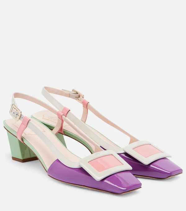  Roger Vivier Roger Vivier Belle Vivier Patent Leather Slingback Pumps 