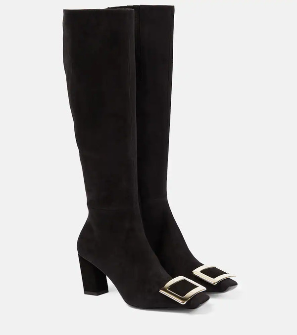  Roger Vivier Roger Vivier Belle Vivier Suede Knee-high Boots 