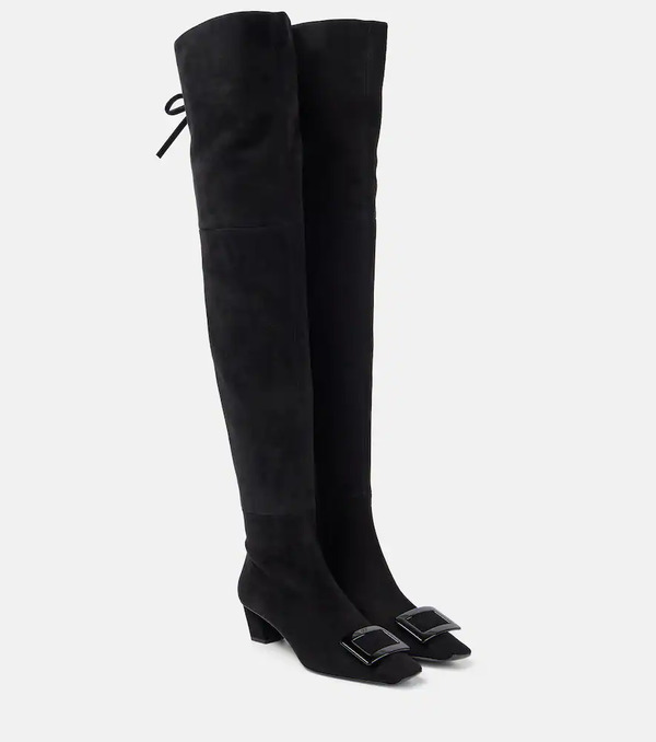  Roger Vivier Roger Vivier Belle Vivier 45 Suede Over-the-knee Boots 