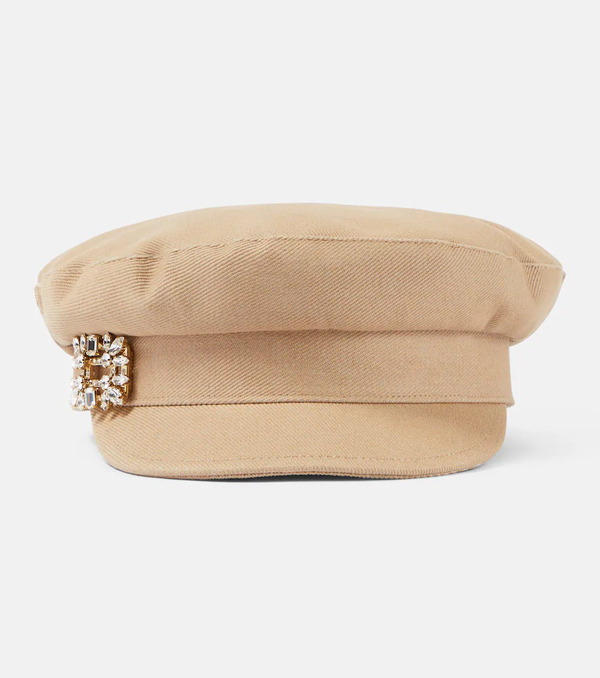  Roger Vivier Roger Vivier Broche Vivier Denim Newsboy Cap 
