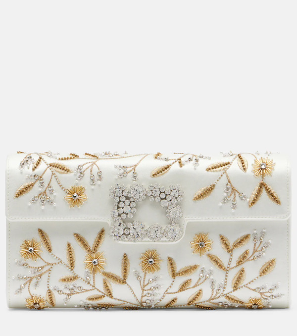  Roger Vivier Roger Vivier Efflorescence Embellished Satin Clutch 