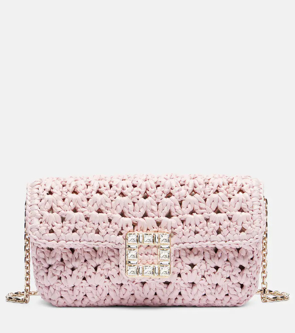  Roger Vivier Roger Vivier Jeu De Fille Embellished Raffia Clutch 