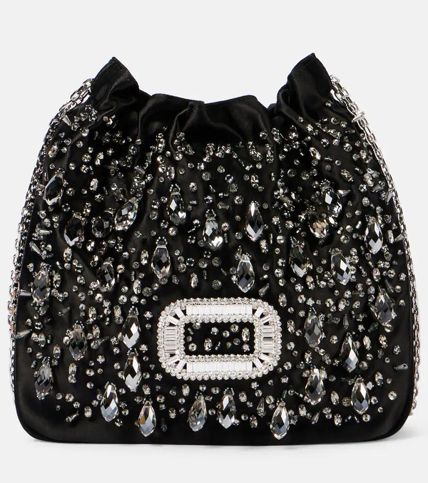  Roger Vivier Roger Vivier Pilgrim Mini Embellished Satin Bucket Bag 
