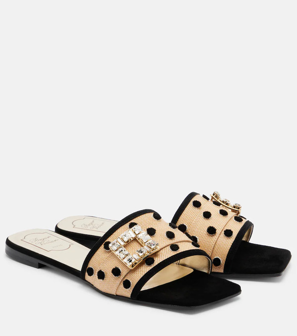  Roger Vivier Roger Vivier Trã¨s Vivier Polka-dot Suede-trimmed Slides 