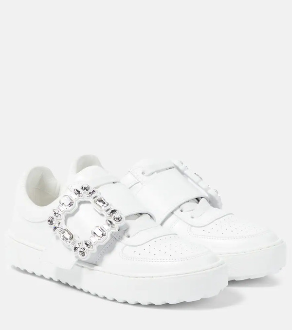  Roger Vivier Roger Vivier Very Vivier Embellished Leather Sneakers 