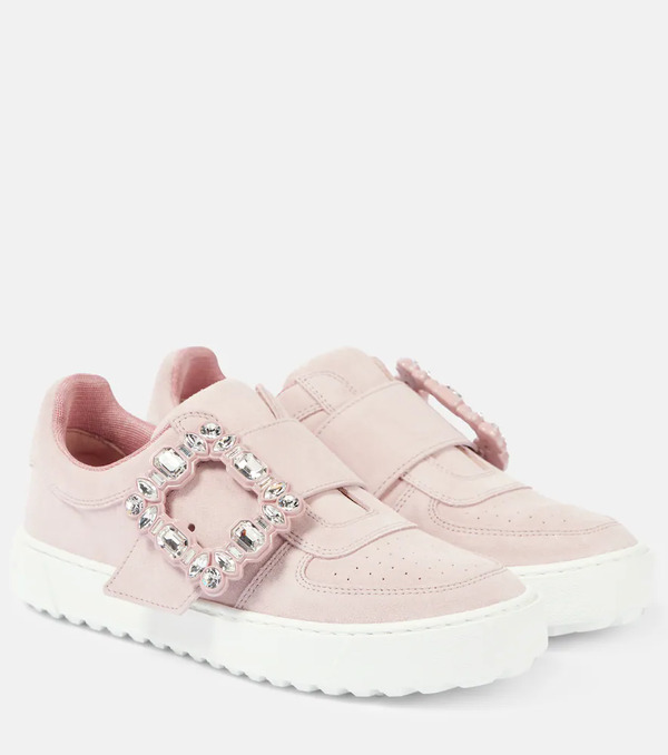  Roger Vivier Roger Vivier Very Vivier Embellished Leather Sneakers 