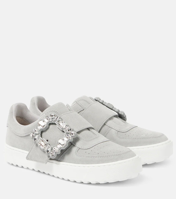  Roger Vivier Roger Vivier Very Vivier Embellished Suede Sneakers 