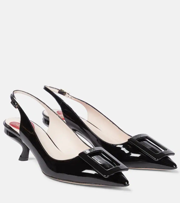  Roger Vivier Roger Vivier Virgule Leather Slingback Pumps 