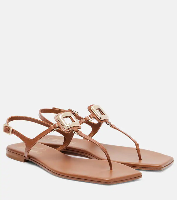  Roger Vivier Roger Vivier Viv' By The Sea Leather Thong Sandals 