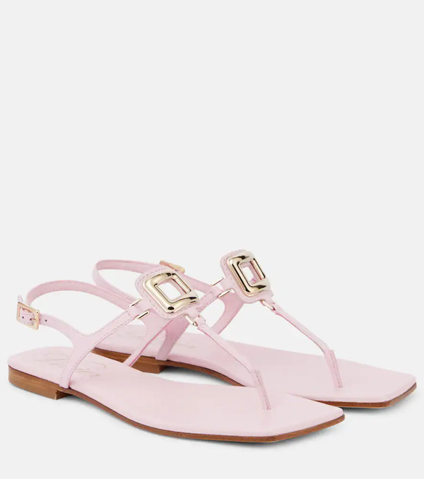  Roger Vivier Roger Vivier Viv' By The Sea Leather Thong Sandals 