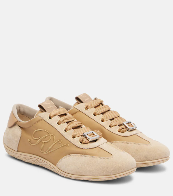  Roger Vivier Roger Vivier Viv Low Leather-trimmed Satin Sneakers 