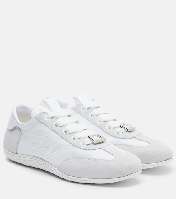  Roger Vivier Roger Vivier Viv Low Suede-trimmed Sneakers 