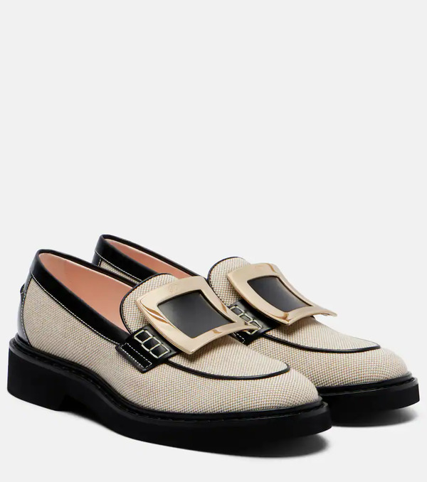  Roger Vivier Roger Vivier Viv' Rangers Leather-trimmed Loafers 