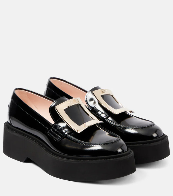 Roger Vivier Roger Vivier Viv' Rangers Patent Leather Platform Loafers 