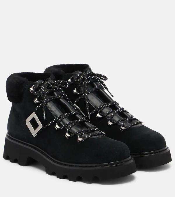 Roger Vivier Roger Vivier Viv' Rangers Suede Lace-up Boots 