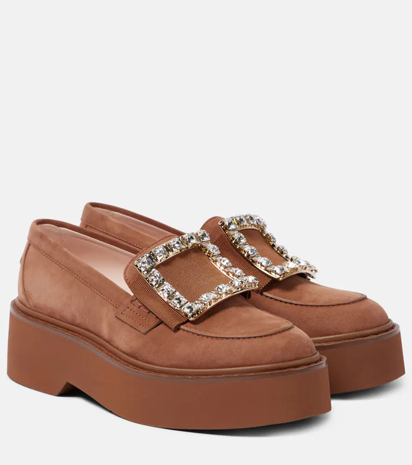  Roger Vivier Roger Vivier Viv' Rangers Suede Platform Loafers 