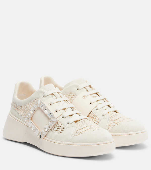  Roger Vivier Roger Vivier Viv Skate Suede-trimmed Platform Sneakers 