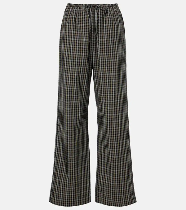  Rohe Rã³he Checked Cotton Wide-leg Pants 
