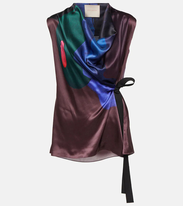  Roksanda Roksanda Printed Self-tie Silk Top 