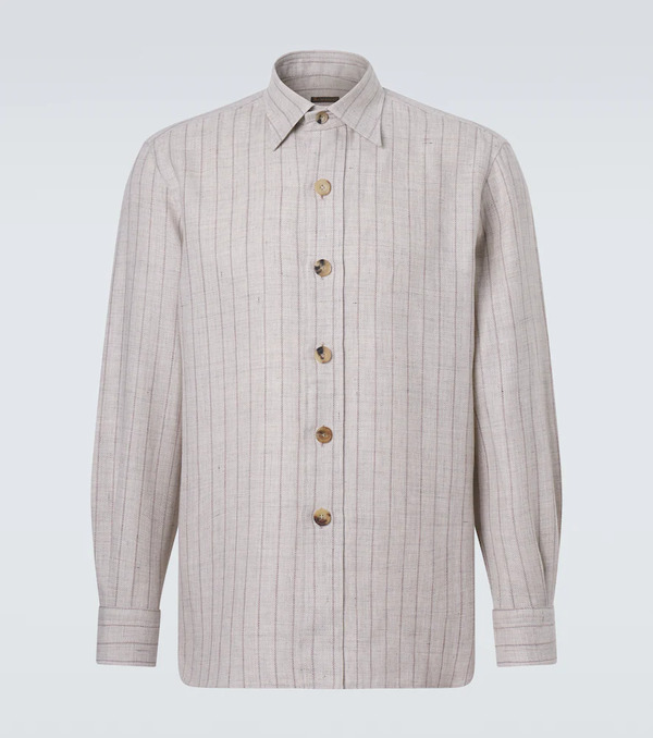  Rubinacci Rubinacci Striped Linen And Wool Shirt 
