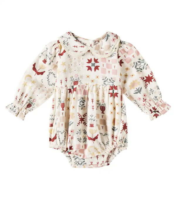  Rylee + Cru Rylee + Cru Baby Cora Floral Linen-blend Bodysuit 