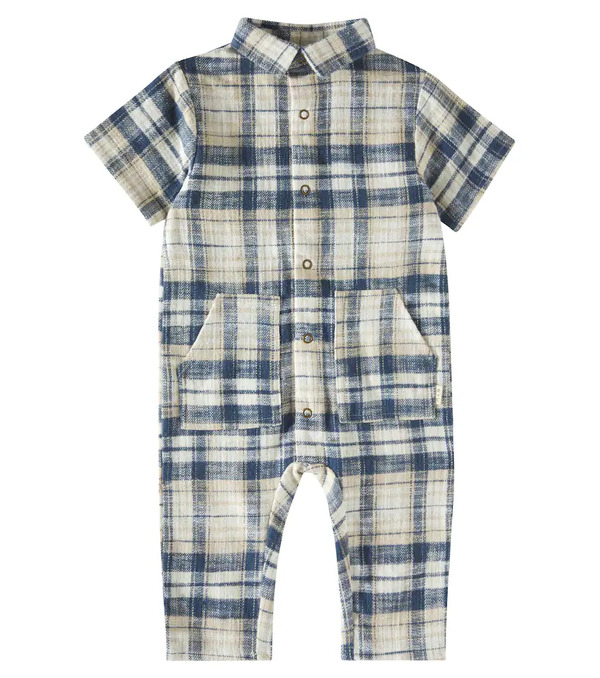  Rylee + Cru Rylee + Cru Baby Rhett Plaid Cotton Jumpsuit 