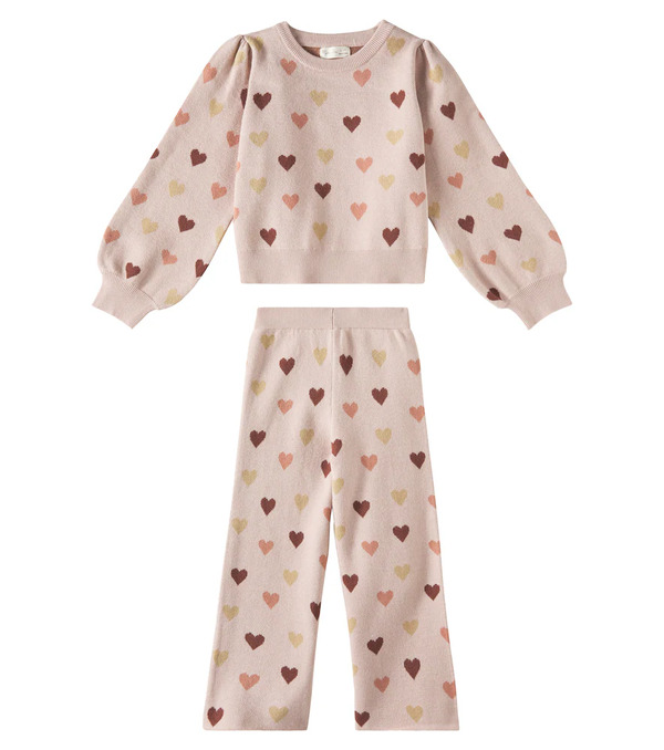  Rylee + Cru Rylee + Cru Hearts Jacquard Sweatshirt And Sweatpants Set 